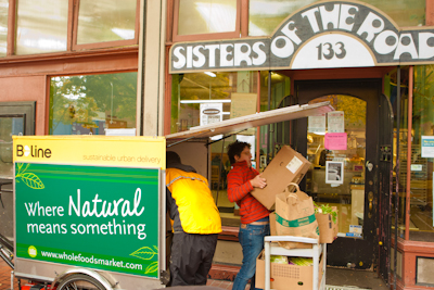 Roberto makes a B-share dropoff at Sisters of the Road